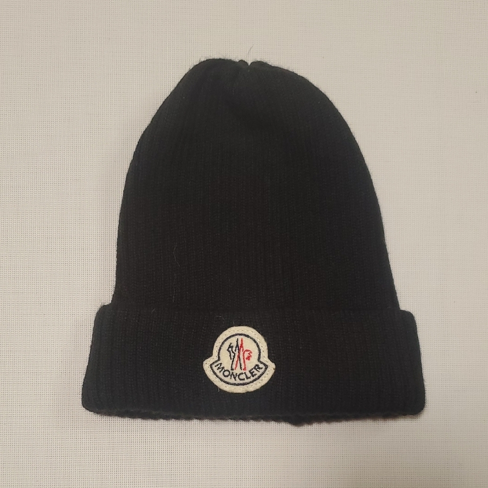 Moncler Classic Black Knit Berretto Woven Hat